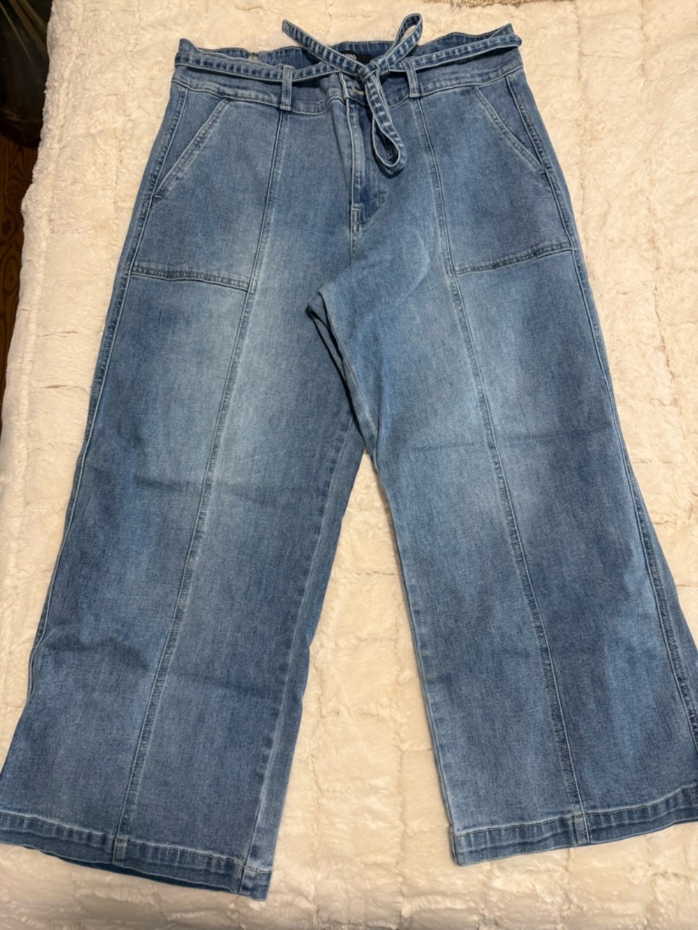Hudson Jeans Wide-Leg Paperbag Waist in Light Blue